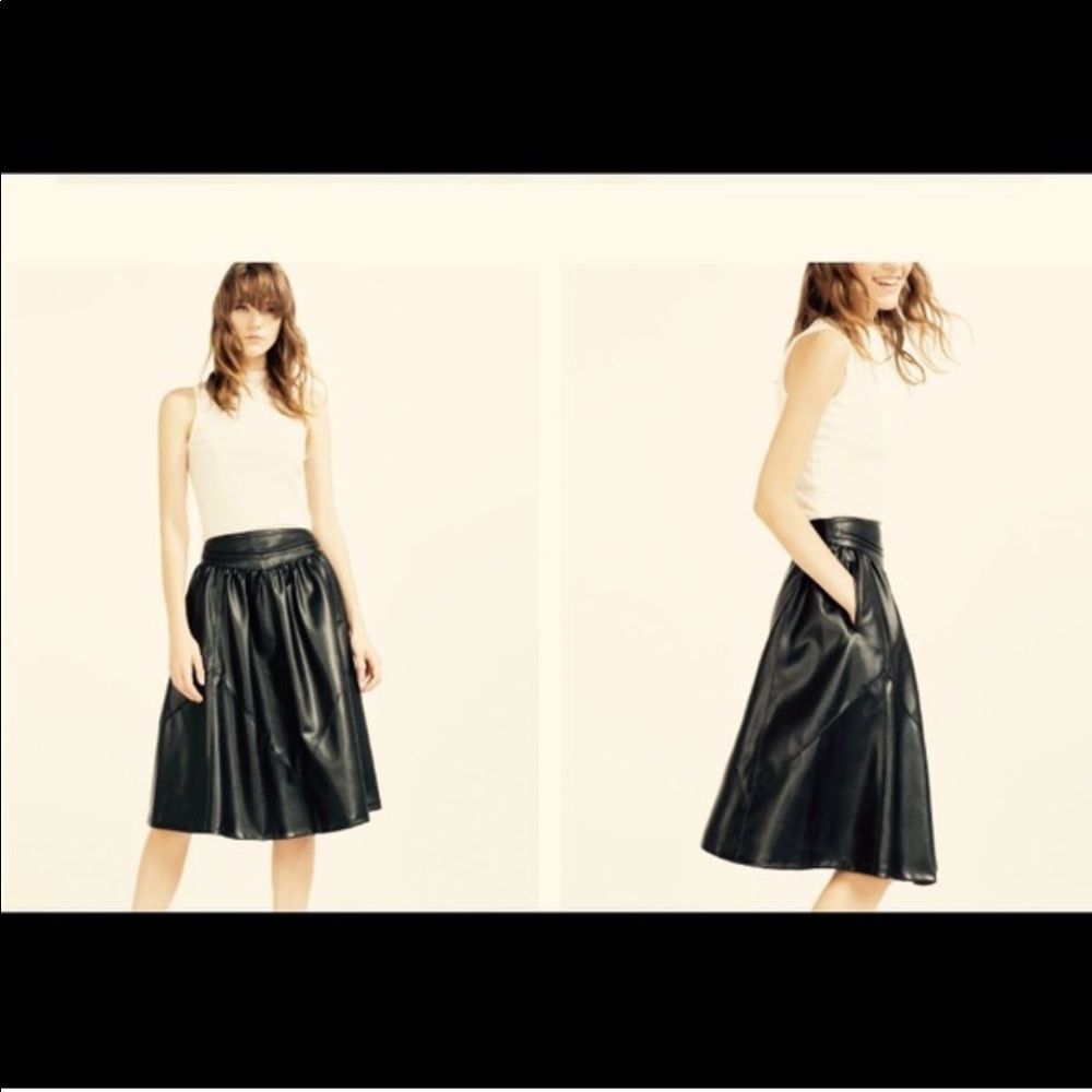 Zara black pleather midi skirt